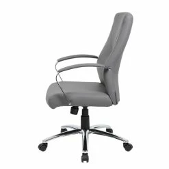 Deals 💯 Boss Office Products Boss Office LeatherPlus Executive Chair With Arms In Gray 🌟 -Deals Writing Desks Store 1459541 2 L