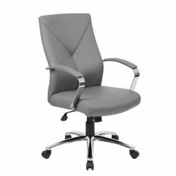 Deals 💯 Boss Office Products Boss Office LeatherPlus Executive Chair With Arms In Gray 🌟 -Deals Writing Desks Store 1459541 4 L