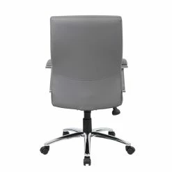 Deals 💯 Boss Office Products Boss Office LeatherPlus Executive Chair With Arms In Gray 🌟 -Deals Writing Desks Store 1459541 5 L