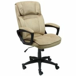 Cheap ✨ Pemberly Row Executive Office Chair In Velvet Coffee Microfiber ✨ -Deals Writing Desks Store 1462741 2 L