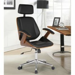 Cheapest 👏 Armen Living Century Faux Leather Office Chair In Black ❤️ -Deals Writing Desks Store 1469148 10 L