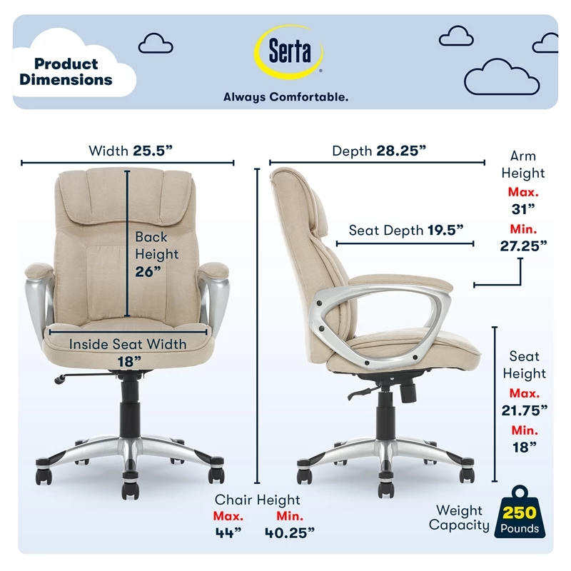 Best reviews of 🔥 Serta At Home Serta Hannah Office Chair In Fawn Tan Linen Metallic Finish 🛒 4 Best reviews of 🔥 Serta At Home Serta Hannah Office Chair In Fawn Tan Linen Metallic Finish 🛒 - Image 2