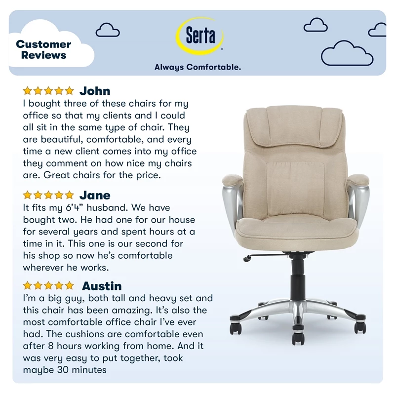 Best reviews of 🔥 Serta At Home Serta Hannah Office Chair In Fawn Tan Linen Metallic Finish 🛒 13 Best reviews of 🔥 Serta At Home Serta Hannah Office Chair In Fawn Tan Linen Metallic Finish 🛒 - Image 11