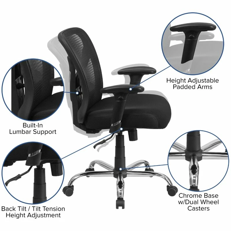 Cheap 🥰 Flash Furniture Big And Tall High Mesh Back Office Office Swivel Chair In Black ✔️ 8 Cheap 🥰 Flash Furniture Big And Tall High Mesh Back Office Office Swivel Chair In Black ✔️ - Image 6