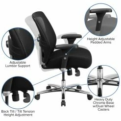 Promo 😉 Flash Furniture Big And Tall Swivel Office Chair In Black 🥰 -Deals Writing Desks Store 1521818 4 L