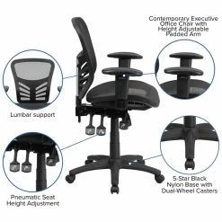 Wholesale 💯 Flash Furniture Mid Back Mesh Swivel Office Chair In Black 😉 17 Wholesale 💯 Flash Furniture Mid Back Mesh Swivel Office Chair In Black 😉 -Deals Writing Desks Store 1521875 3 L