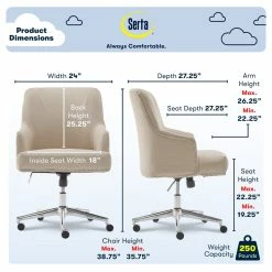 Flash Sale โจ Serta At Home Serta Leighton Home Office Chair With Memory Foam Beige ๐งจ 17 Flash Sale โจ Serta At Home Serta Leighton Home Office Chair With Memory Foam Beige ๐งจ -Deals Writing Desks Store 1562392 35 L