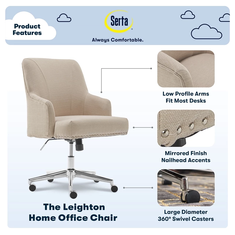Flash Sale โจ Serta At Home Serta Leighton Home Office Chair With Memory Foam Beige ๐งจ 9 Flash Sale โจ Serta At Home Serta Leighton Home Office Chair With Memory Foam Beige ๐งจ - Image 7
