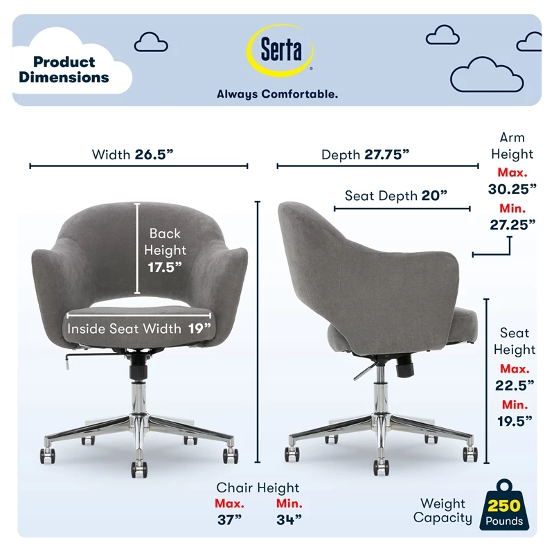 Deals โญ Serta At Home Serta Valetta Home Office Chair Soft Gray ๐ 5 Deals โญ Serta At Home Serta Valetta Home Office Chair Soft Gray ๐ - Image 3