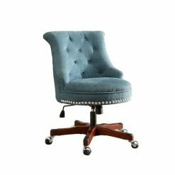Outlet 👏 Bowery Hill Armless Upholstered Office Chair In Aqua 👏