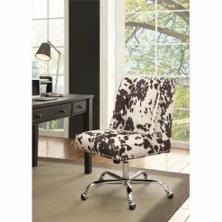 Budget ⭐ Bowery Hill Armless Upholstered Office Chair In Udder Madness Black 🎉