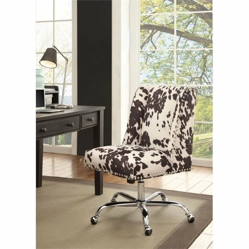 Budget ⭐ Bowery Hill Armless Upholstered Office Chair In Udder Madness Black 🎉 3 Budget ⭐ Bowery Hill Armless Upholstered Office Chair In Udder Madness Black 🎉