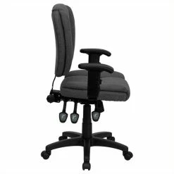 Best deal ❤️ Scranton & Co Mid-Back Ergonomic Task Office Chair With Arms In Gray ⭐ -Deals Writing Desks Store 1567572 2 L