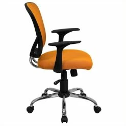 Best deal 😉 Scranton & Co Mid-Back Mesh Office Chair In Orange 🎁 -Deals Writing Desks Store 1567582 2 L