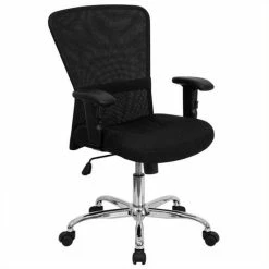 Promo 😍 Scranton & Co Mid-Back Mesh Office Chair In Black 😀 -Deals Writing Desks Store 1567584 1 L