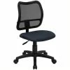 Budget 🤩 Scranton & Co Mid-Back Mesh Office Chair With Navy Blue Fabric Seat 🔔 -Deals Writing Desks Store 1567636 L