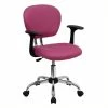 Best Pirce 🔥 Scranton & Co Mid-Back Mesh Task Office Chair With Arms In Pink ⌛ -Deals Writing Desks Store 1567649 L