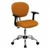 Coupon 🔔 Scranton & Co Mid-Back Mesh Task Office Chair With Arms In Orange 👏 -Deals Writing Desks Store 1567650 L