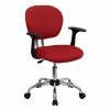 Outlet 👍 Scranton & Co Mid-Back Mesh Task Office Chair With Arms In Red 🔥 -Deals Writing Desks Store 1567662 L