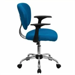 Flash Sale 🎉 Scranton & Co Mid-Back Mesh Task Office Chair With Arms In Turquoise 🛒 -Deals Writing Desks Store 1567670 1 L