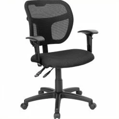 Cheap ⭐ Scranton & Co Mid-Back Mesh Task Office Chair With Arms In Black 🔔