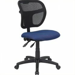 Buy ✔️ Scranton & Co Mid-Back Mesh Office Chair With Fabric Seat In Blue 🎉