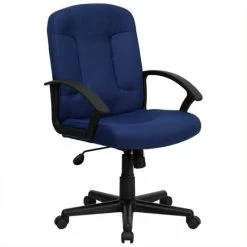 Deals 🔔 Scranton & Co Mid-Back Office Chair With Nylon Arms In Navy 🎉 -Deals Writing Desks Store 1567845 1 L