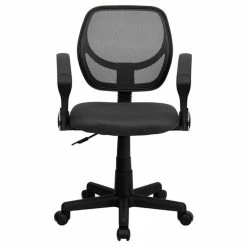 Best Sale 🌟 Scranton & Co Mid-Back Mesh Office Chair With Arms In Gray 🔥
