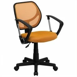 Top 10 ✨ Scranton & Co Mid-Back Mesh Office Chair With Arms In Orange 🎉 -Deals Writing Desks Store 1568015 1 L