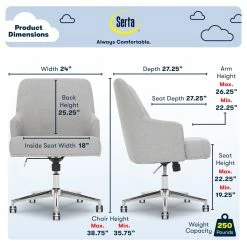 Coupon 💯 Serta At Home Serta Leighton Home Office Chair With Memory Foam 🔥 -Deals Writing Desks Store 1614490 17 L