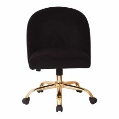 Flash Sale 🔔 Office Star Layton Mid Back Office Chair In Black Velvet With Gold Finish Base ❤️ -Deals Writing Desks Store 1614810 4 L