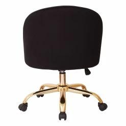 Flash Sale 🔔 Office Star Layton Mid Back Office Chair In Black Velvet With Gold Finish Base ❤️ -Deals Writing Desks Store 1614810 6 L