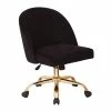 Flash Sale 🔔 Office Star Layton Mid Back Office Chair In Black Velvet With Gold Finish Base ❤️ -Deals Writing Desks Store 1614810 L