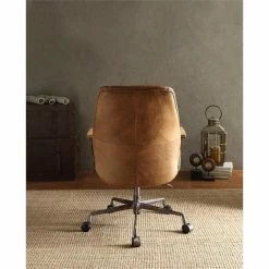 Flash Sale 🤩 ACME Furniture ACME Hamilton Leather Swivel Office Chair In Coffee ❤️ -Deals Writing Desks Store 1639813 2 L