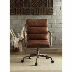Best reviews of 🤩 ACME Furniture ACME Harith Leather Swivel Office Chair In Retro Brown 😉 -Deals Writing Desks Store 1639815 3 L
