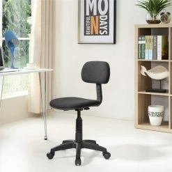 Best Sale 💯 Hodedah Armless Adjustable Height Swivelling Kids Task Chair In Black Fabric 🛒 -Deals Writing Desks Store 1644069 1 L