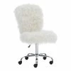 Best deal 🛒 Linon Cami Faux Fur Upholstered Armless Office Task Chair In Cream White 🌟 -Deals Writing Desks Store 1650542 16 L
