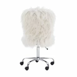 Best deal 🛒 Linon Cami Faux Fur Upholstered Armless Office Task Chair In Cream White 🌟 -Deals Writing Desks Store 1650542 20 L