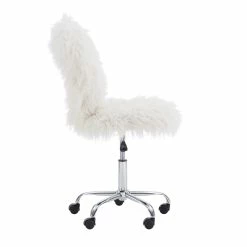 Best deal 🛒 Linon Cami Faux Fur Upholstered Armless Office Task Chair In Cream White 🌟 -Deals Writing Desks Store 1650542 23 L
