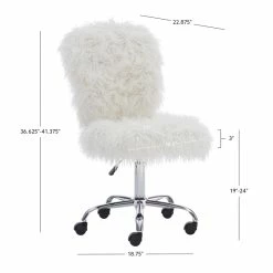 Best deal 🛒 Linon Cami Faux Fur Upholstered Armless Office Task Chair In Cream White 🌟 -Deals Writing Desks Store 1650542 30 L