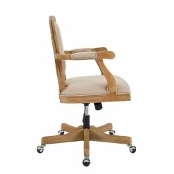 Best reviews of ❤️ Linon Maybell Wood Upholstered Office Chair In Natural Brown 💯 -Deals Writing Desks Store 1677641 8 L