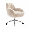 Flash Sale 😉 Linon Fiona Faux Fur Swivel Office Chair In Pink 🎉 -Deals Writing Desks Store 1677642 14 L