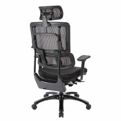 Outlet 🥰 Office Star Vertical Black Mesh Back Chair With Shiny Black Base With Headrest 🧨 -Deals Writing Desks Store 1715744 L
