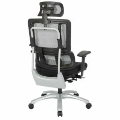 Best deal 👏 Office Star Vertical Gray Mesh Back Chair With Silver Base With Headrest 🛒 -Deals Writing Desks Store 1715745 2 L