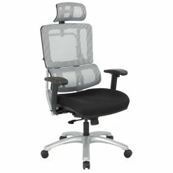 Best deal ๐ Office Star Vertical Gray Mesh Back Chair With Silver Base With Headrest ๐
