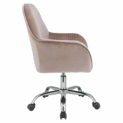 Hot Sale 🧨 ACME Furniture ACME Eimer Velvet Upholstered Swivel Office Chair In Peach And Chrome 🛒 -Deals Writing Desks Store 1738659 10 L