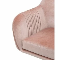 Hot Sale 🧨 ACME Furniture ACME Eimer Velvet Upholstered Swivel Office Chair In Peach And Chrome 🛒 -Deals Writing Desks Store 1738659 3 L