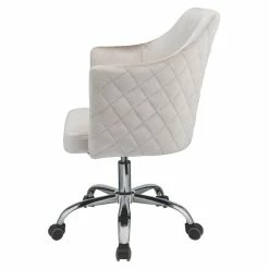 New 🛒 ACME Furniture ACME Cosgair Tufted Velvet Swivel Office Chair In Champagne And Chrome 🧨 -Deals Writing Desks Store 1738661 10 L