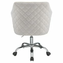 New 🛒 ACME Furniture ACME Cosgair Tufted Velvet Swivel Office Chair In Champagne And Chrome 🧨 -Deals Writing Desks Store 1738661 11 L
