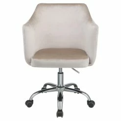 New 🛒 ACME Furniture ACME Cosgair Tufted Velvet Swivel Office Chair In Champagne And Chrome 🧨 -Deals Writing Desks Store 1738661 9 L